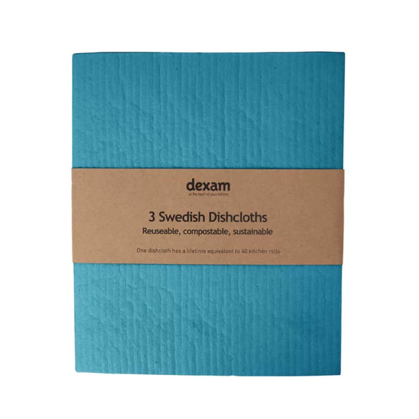 Dexam Swedish Pack of 3 Compostable Dish Cloths - Cerise, Teal, Green