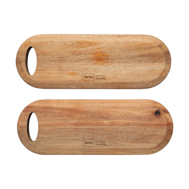 Denby James Martin 42cm Long Oblong Wood Serving Board - Set of 2