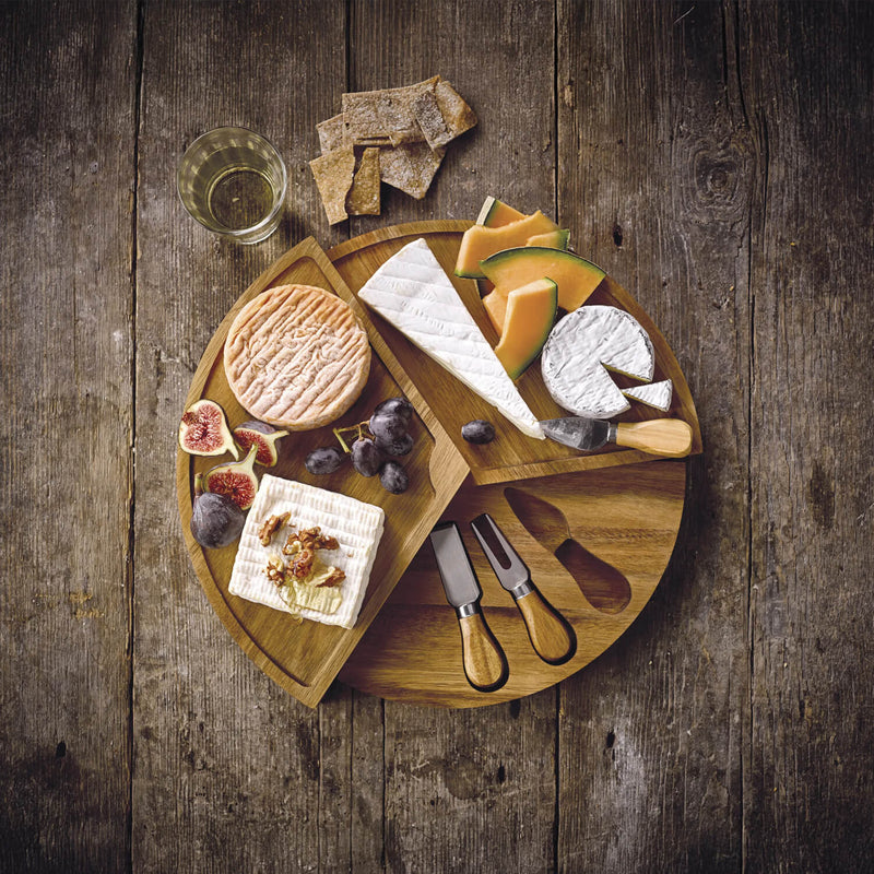 Denby James Martin 3-Tier Round Wooden 4-Piece Cheese Board Set