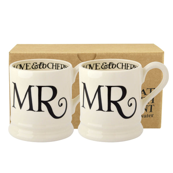 Emma Bridgewater Black Toast Set of 2 Half Pint Mugs - Mr & Mr