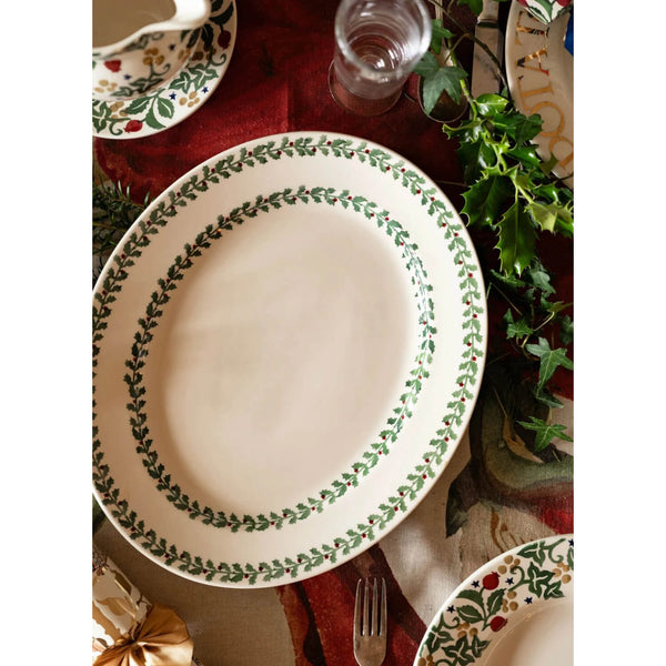 Emma Bridgewater Christmas 36cm x 30cm Oval Platter - Tiny Holly
