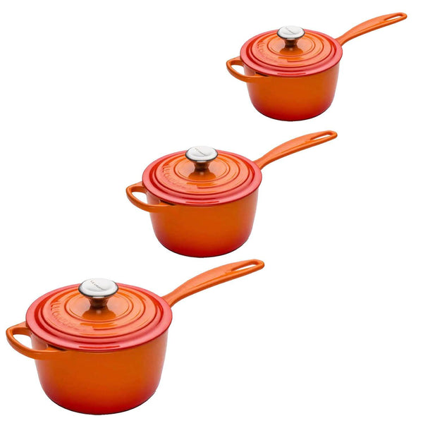 Le Creuset Signature Cast Iron 3 Piece Saucepan Set - Volcanic
