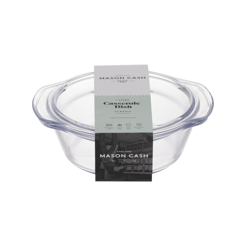 Mason Cash Classic Round Glass 1 Litre Casserole Dish with Lid