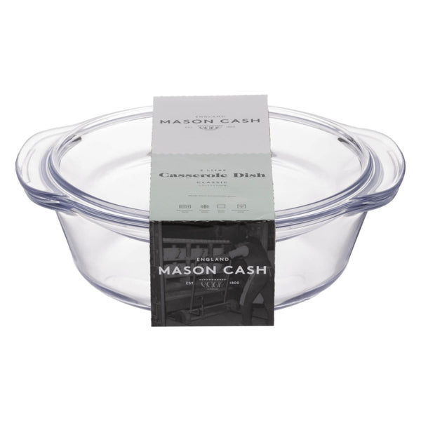 Mason Cash Classic Round Glass 2 Litre Casserole Dish with Lid