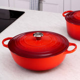 Le Creuset Signature Cast Iron 24cm Deep Round Casserole & 26cm Soup Pot Set - Volcanic / Cerise