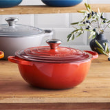Le Creuset Signature Cast Iron 24cm Deep Round Casserole & 26cm Soup Pot Set - Volcanic / Cerise