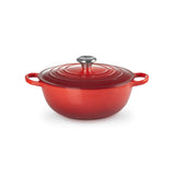 Le Creuset Signature Cast Iron 24cm Deep Round Casserole & 26cm Soup Pot Set - Volcanic / Cerise