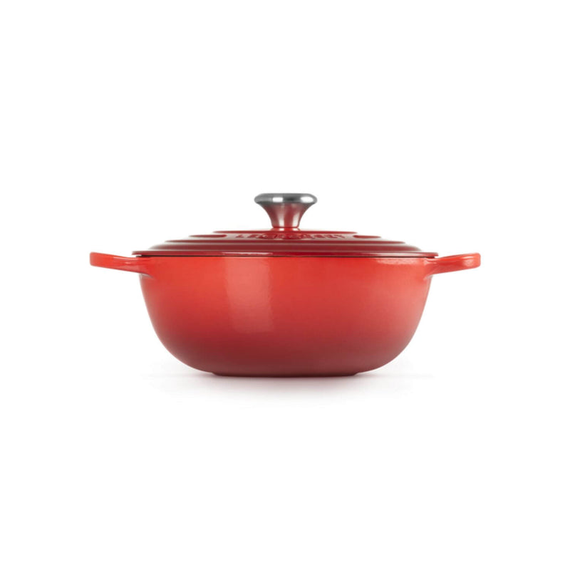 Le Creuset Signature Cast Iron 24cm Deep Round Casserole & 26cm Soup Pot Set - Volcanic / Cerise