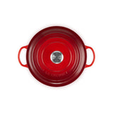 Le Creuset Signature Cast Iron 24cm Deep Round Casserole & 26cm Soup Pot Set - Volcanic / Cerise