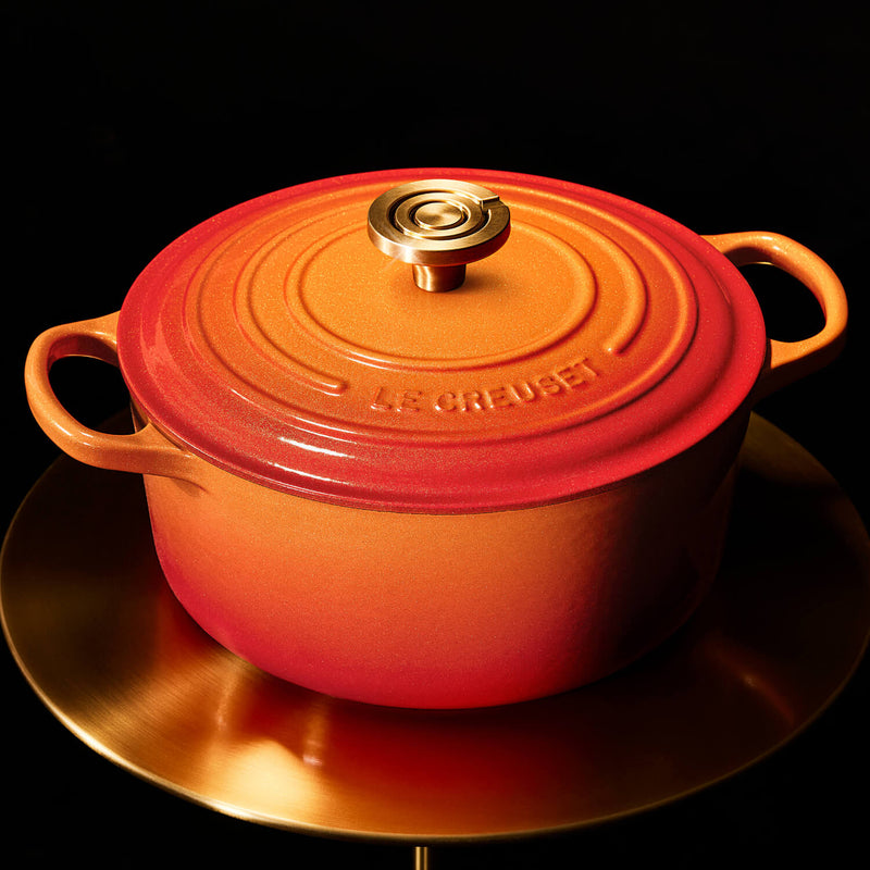 Le Creuset Limited Edition Signature Cast Iron 3-Piece Casserole Dish Set - Flamme Doree