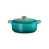 Le Creuset Signature Cast Iron 29cm Oval Casserole - Bleu Riviera