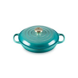 Le Creuset Signature Cast Iron 26cm Round Shallow Casserole - Bleu Riviera