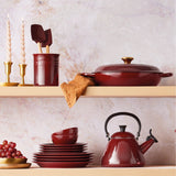 Le Creuset Signature Cast Iron 26cm Shallow Round Casserole - Garnet