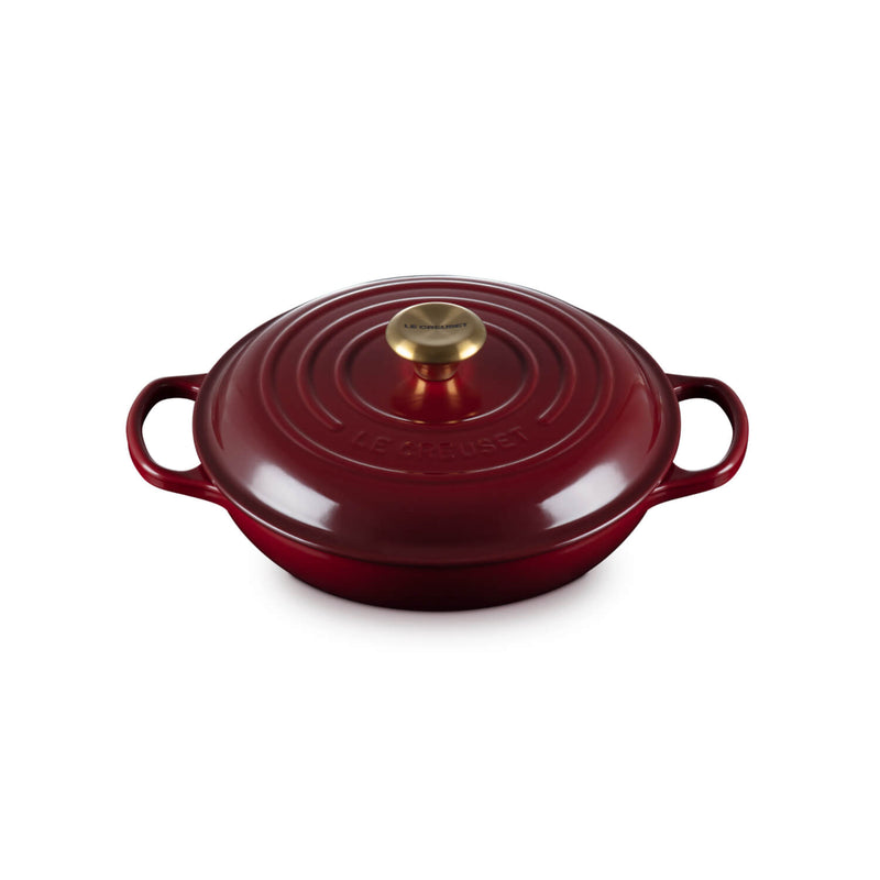 Le Creuset Signature Cast Iron 26cm Shallow Round Casserole - Garnet