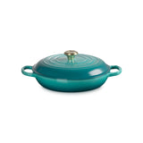 Le Creuset Signature Cast Iron 30cm Round Shallow Casserole - Bleu Riviera
