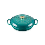 Le Creuset Signature Cast Iron 30cm Round Shallow Casserole - Bleu Riviera