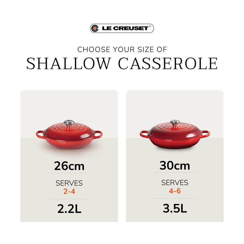 Le Creuset Limited Edition Signature 30cm Cast Iron Shallow Casserole - Flamme Doree