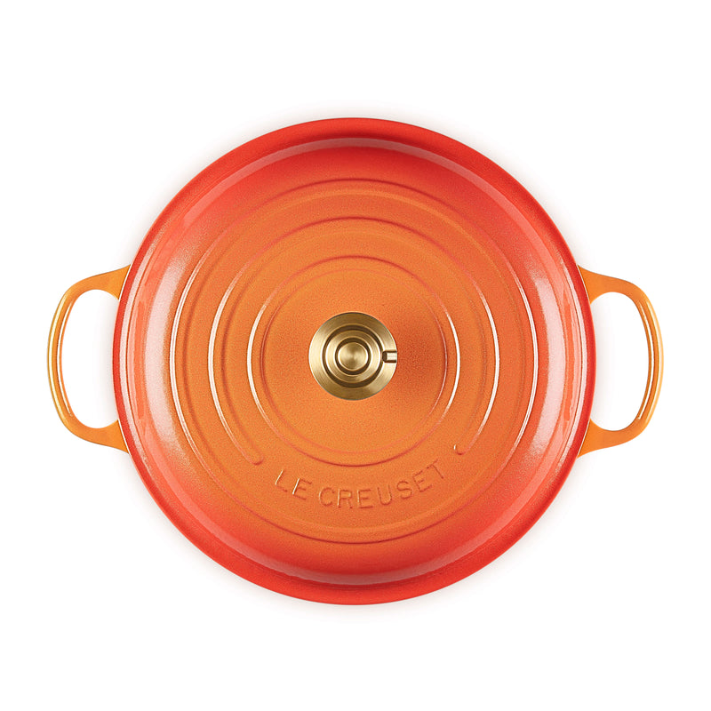 Le Creuset Limited Edition Signature 30cm Cast Iron Shallow Casserole - Flamme Doree