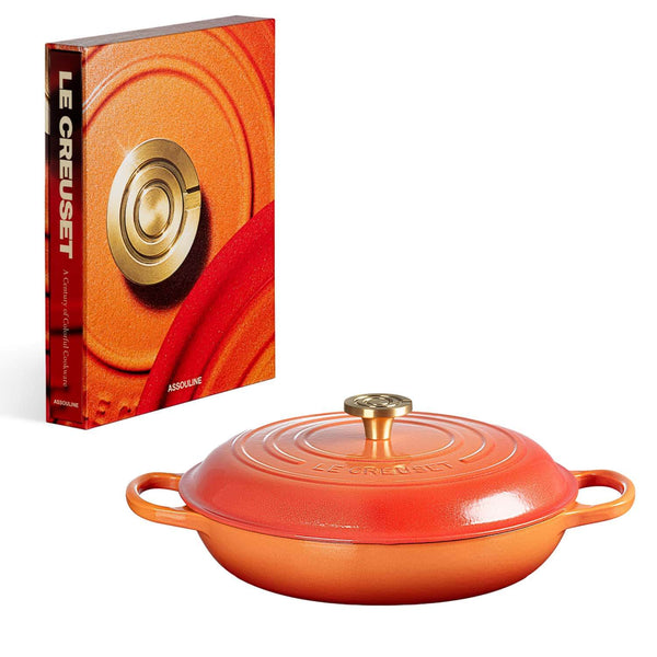 Le Creuset Limited Edition Signature 30cm Cast Iron Round Shallow Casserole - Flamme Doree