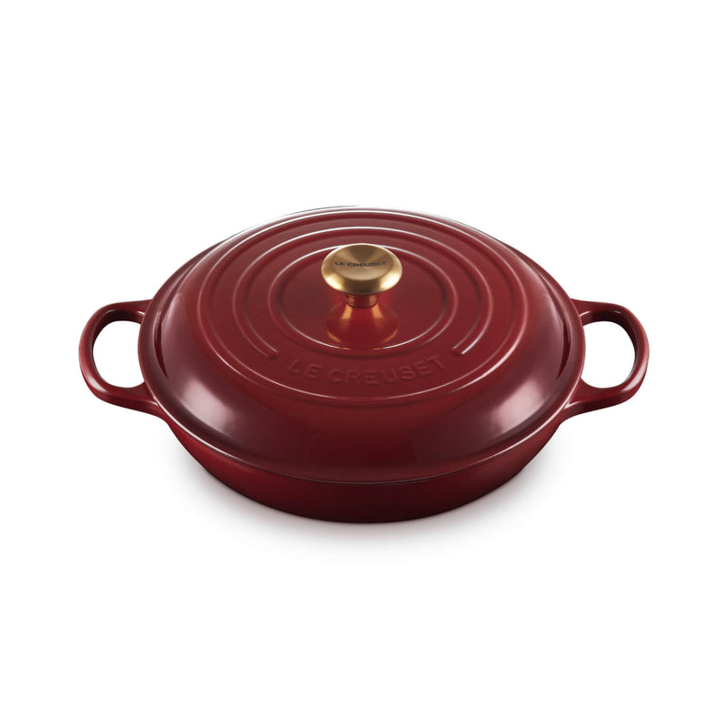 Le Creuset Signature Cast Iron 30cm Shallow Round Casserole - Garnet