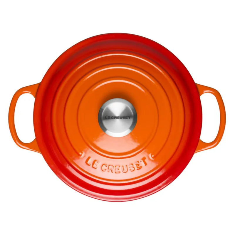 Le Creuset Signature Cast Iron Deep Round Casserole & 3 Piece Rectangular Oven Dish Set - Volcanic