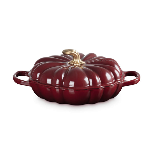Le Creuset Halloween Signature Cast Iron 28cm Pumpkin Shallow Casserole - Garnet