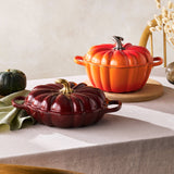Le Creuset Halloween Signature Cast Iron 28cm Pumpkin Shallow Casserole - Garnet