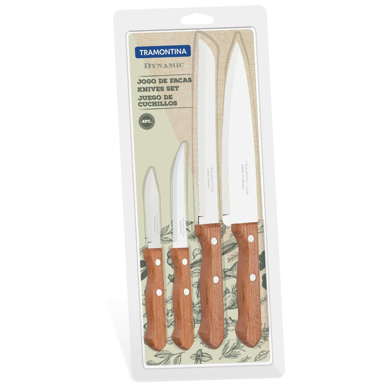 Tramontina 4-Piece Wood Handle Kitchen Knife Set