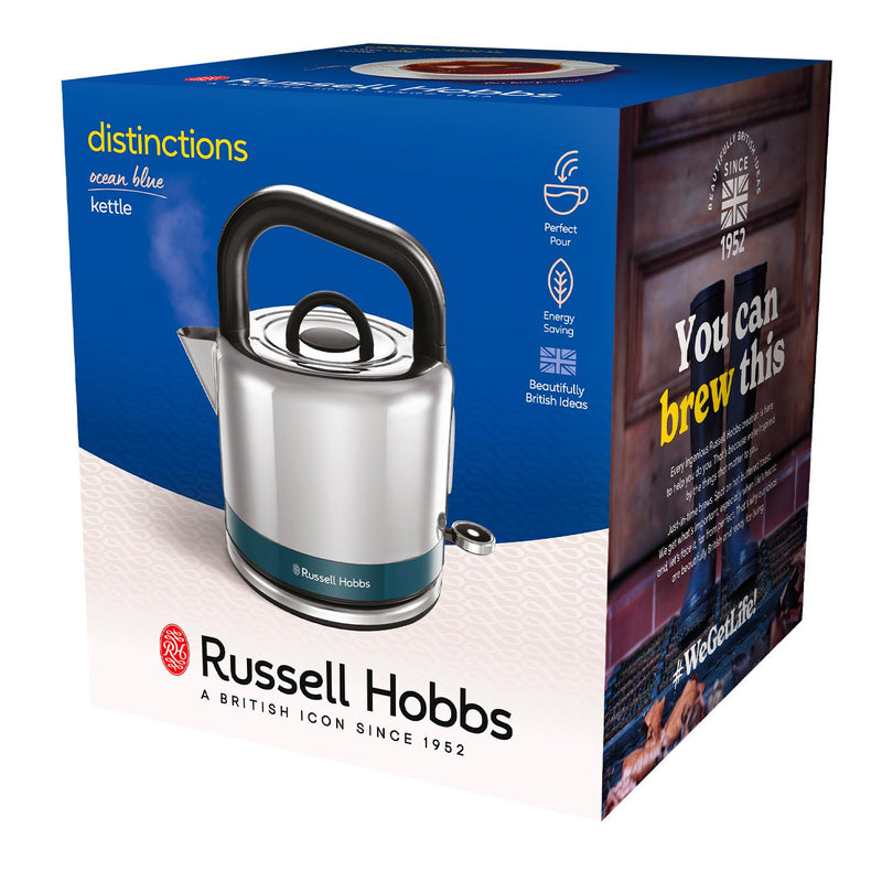 Russell Hobbs Distinctions 1.5 Litre Stainless Steel Kettle - Ocean Blue