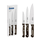 Tramontina 3-Piece Kitchen Knife Set with Wooden Handles