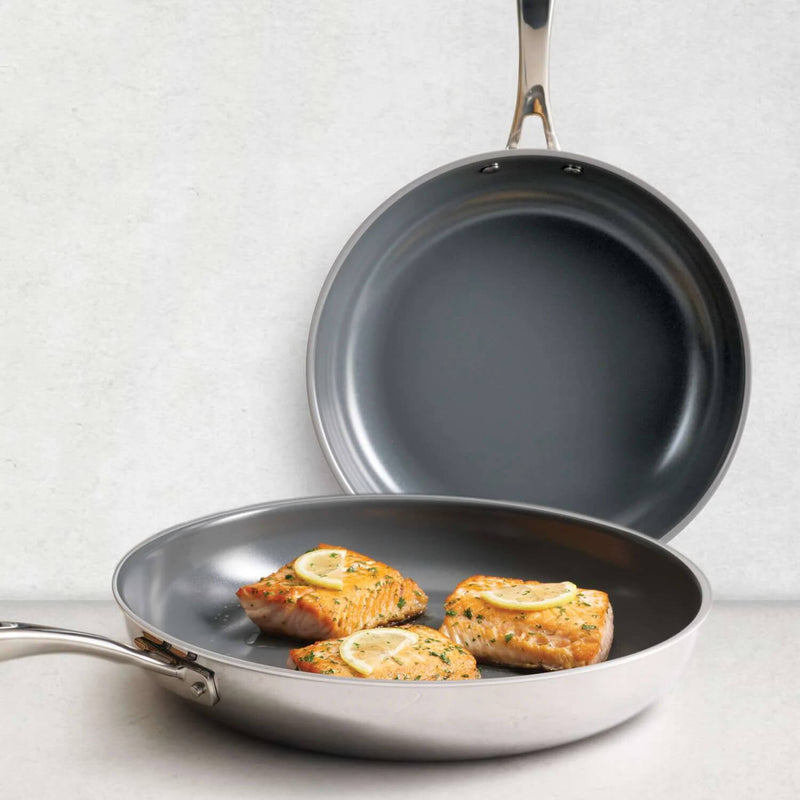 Tramontina 2-Piece Tri-Ply Stainless Steel Ceramic Non-Stick Frying Pan Set