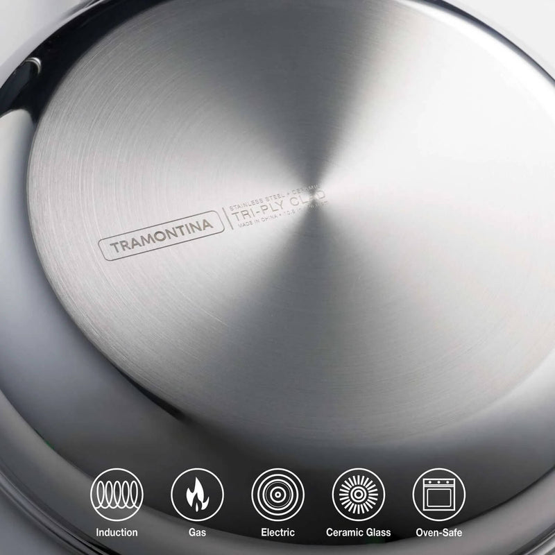 Tramontina 2-Piece Tri-Ply Stainless Steel Ceramic Non-Stick Frying Pan Set