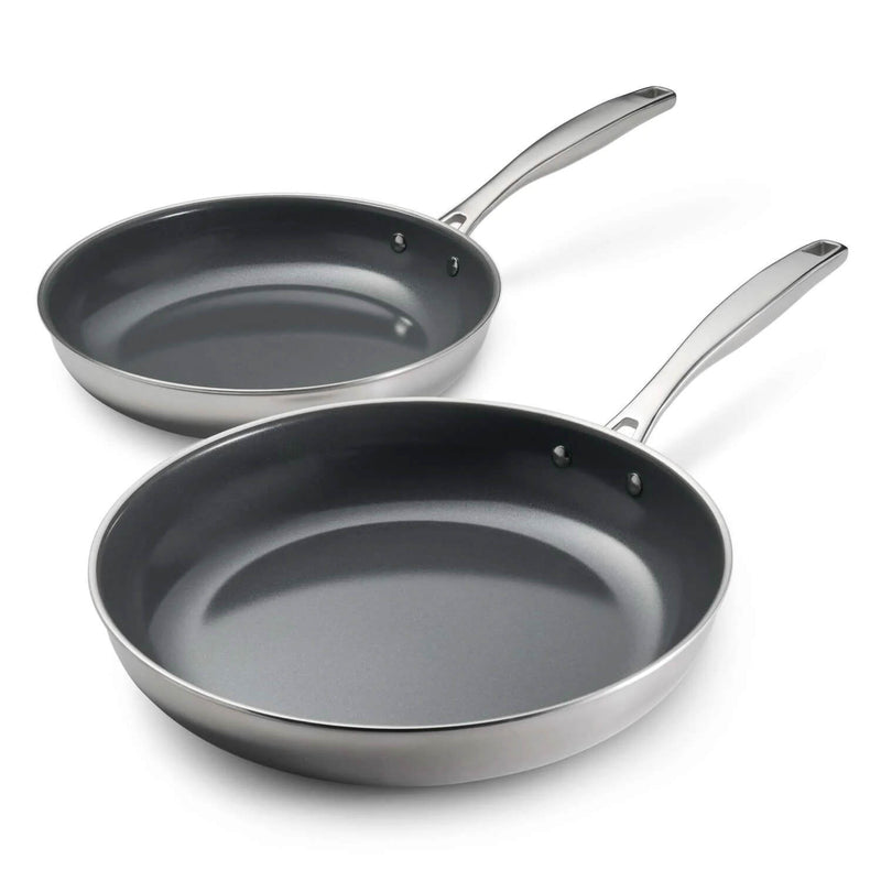 Tramontina 2-Piece Tri-Ply Stainless Steel Ceramic Non-Stick Frying Pan Set