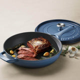 Tramontina 30cm Enamelled Cast Iron Saute Pan with Lid - Blue