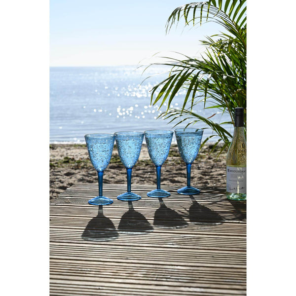 Navigate Linear Acrylic Set of 4 Wine Glasses - Blue