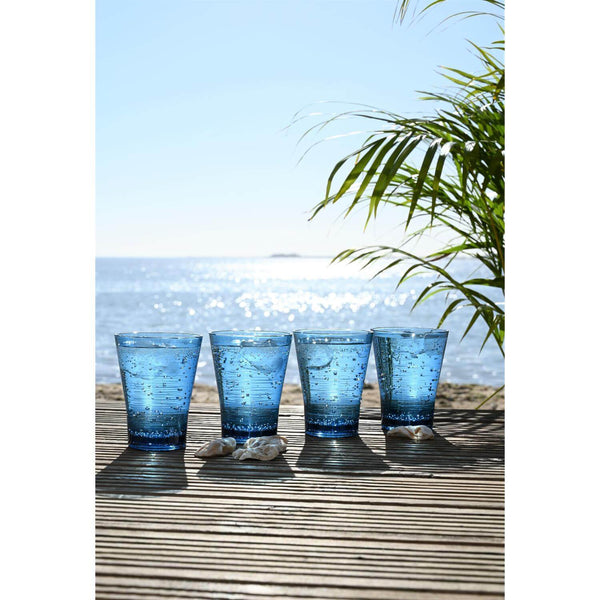 Navigate Linear Acrylic Set of 4 Tumbler Glasses - Blue