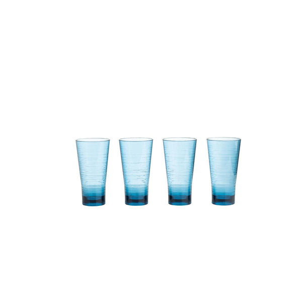 Navigate Linear Acrylic Set of 4 Hi-Ball Glasses - Blue
