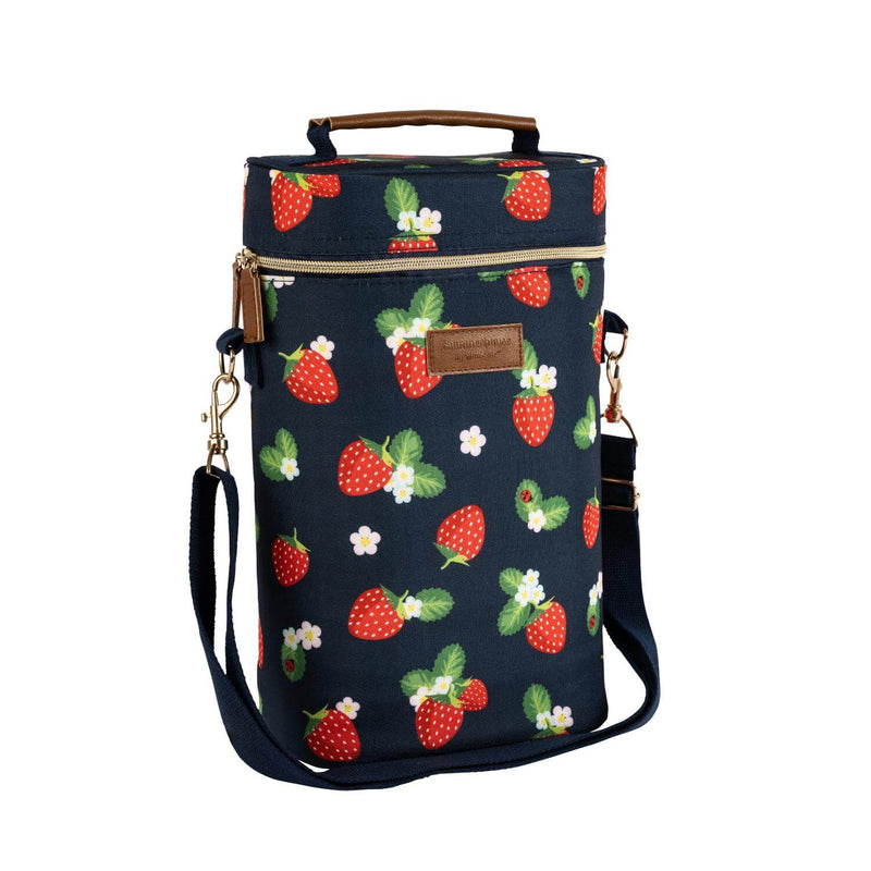 Navigate Strawberries & Cream Insulated 2 Bottle Cooler - Navy