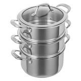 Kuhn Rikon Allround 20cm Stainless Steel 3-Tier Steamer Set with Glass Lid