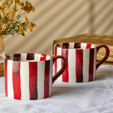 Bia International 350ml Stoneware Stripes Mug - Red