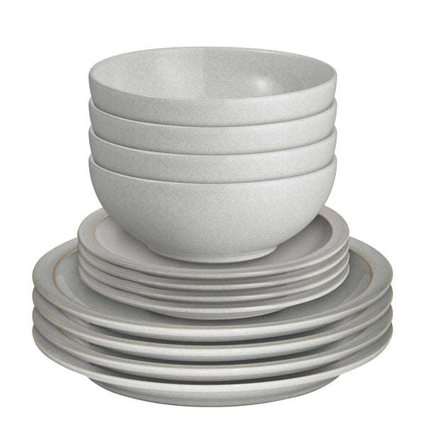 Denby Stoneware 12-Piece Dinnerware Set - Dove Grey