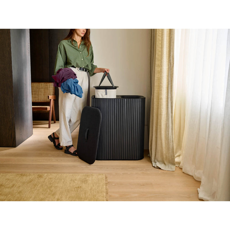 Joseph Joseph Tota Luxe 90 Litre Laundry Separation Bamboo Basket - Black