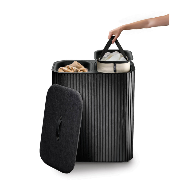 Joseph Joseph Tota Luxe 90 Litre Laundry Separation Bamboo Basket - Black