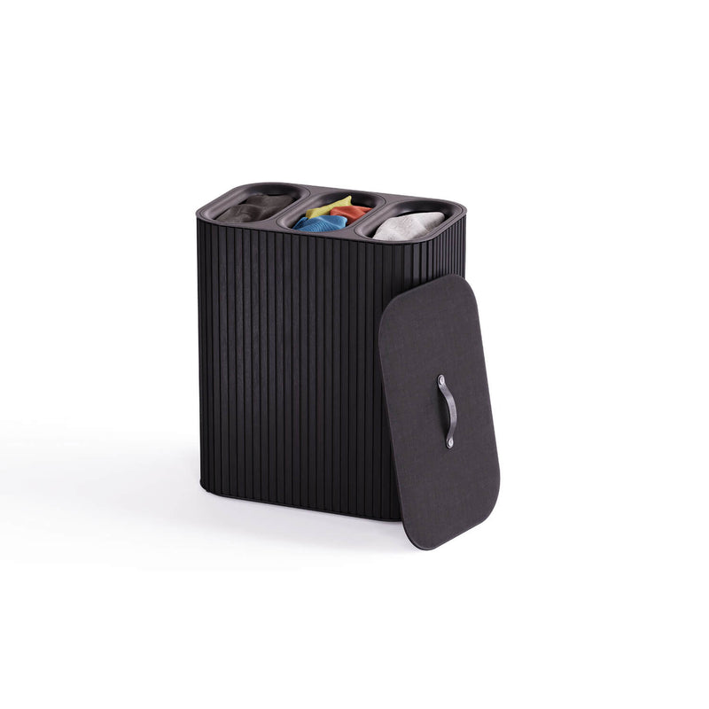Joseph Joseph Tota Trio Luxe 90 Litre Laundry Separation Bamboo Basket - Black