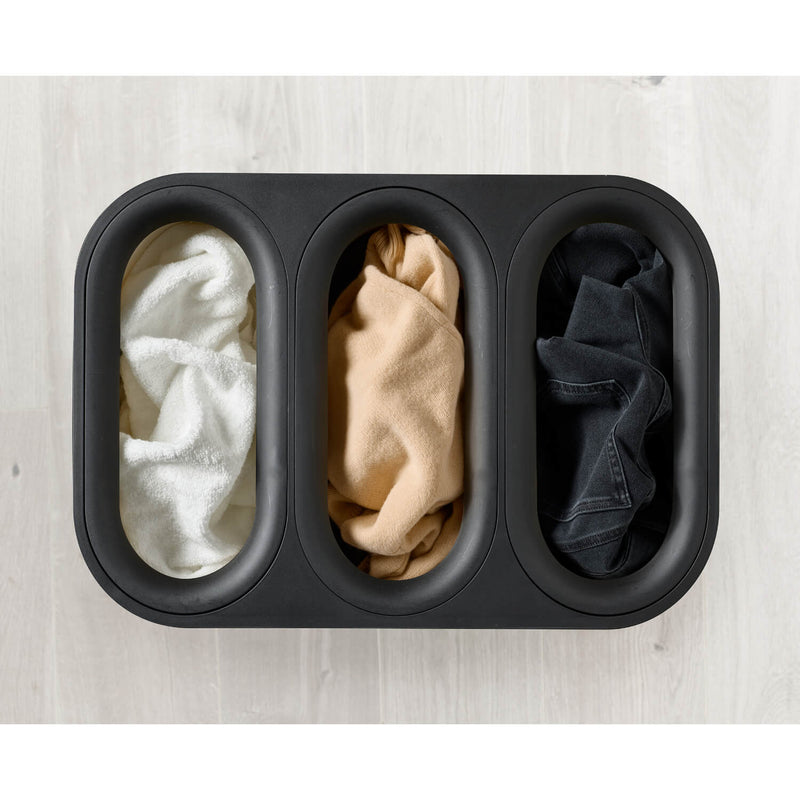 Joseph Joseph Tota Trio Luxe 90 Litre Laundry Separation Bamboo Basket - Black