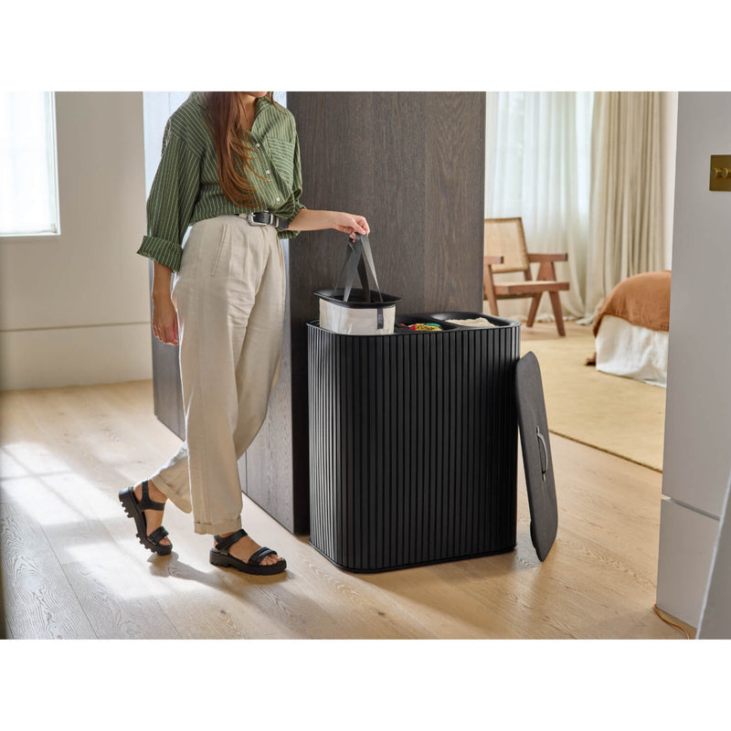 Joseph Joseph Tota Trio Luxe 90 Litre Laundry Separation Bamboo Basket - Black