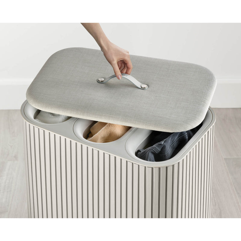 Joseph Joseph Tota Trio Luxe 90 Litre Laundry Separation Bamboo Basket - Ecru