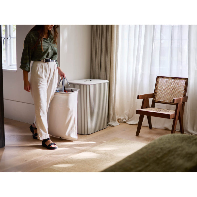 Joseph Joseph Tota Trio Luxe 90 Litre Laundry Separation Bamboo Basket - Ecru