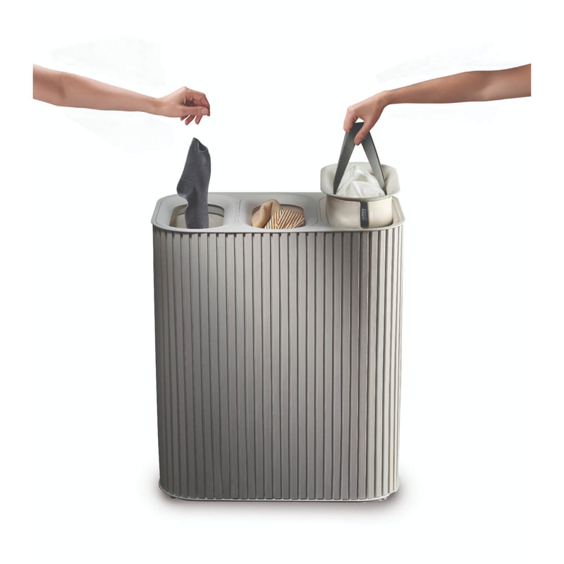 Joseph Joseph Tota Trio Luxe 90 Litre Laundry Separation Bamboo Basket - Ecru