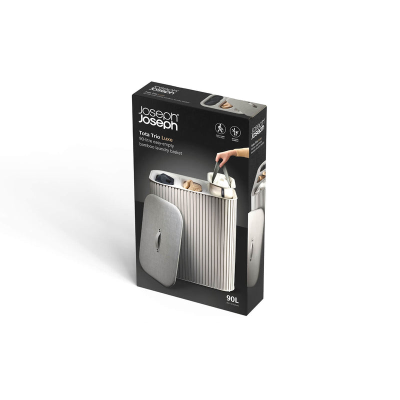 Joseph Joseph Tota Trio Luxe 90 Litre Laundry Separation Bamboo Basket - Ecru